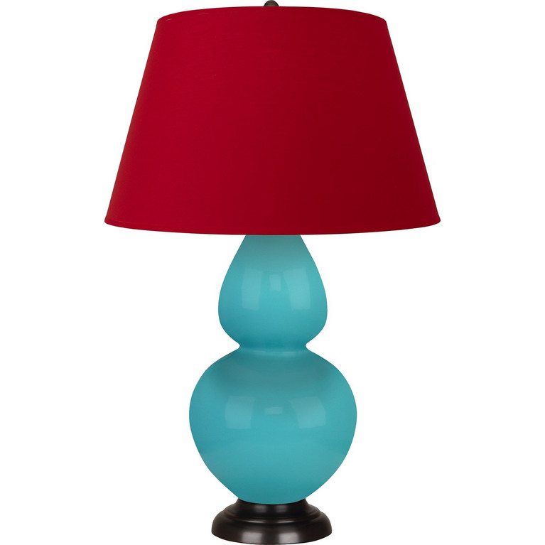 Robert Abbey - EB21R - One Light Table Lamp - Double Gourd - Egg Blue Glazed Ceramic w/Deep Patina Bronze
