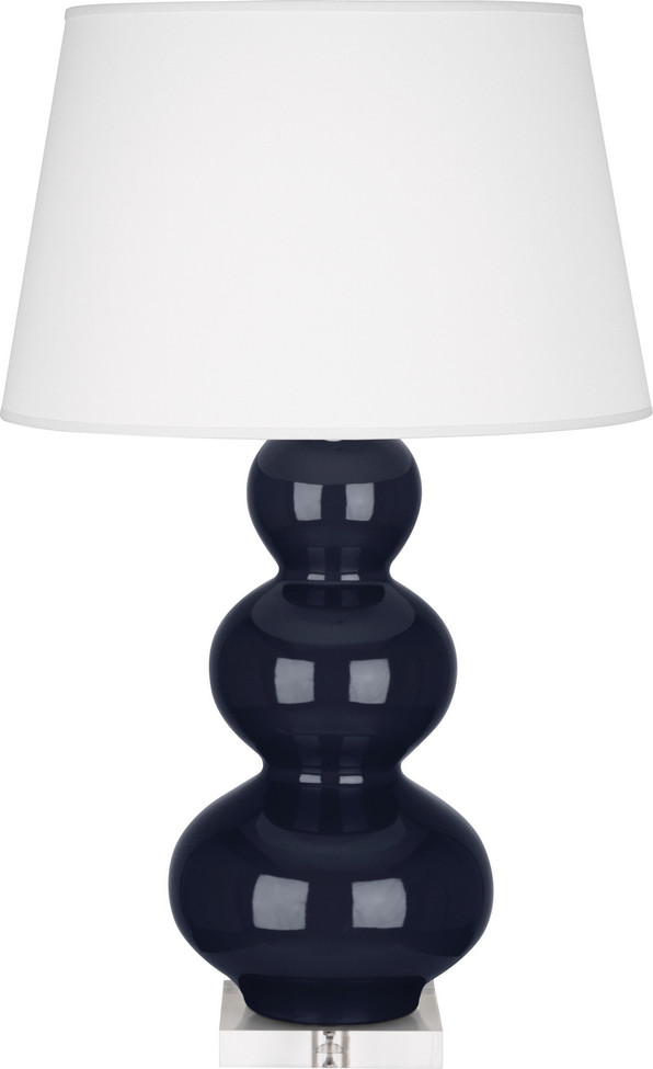 Robert Abbey - MB43X - One Light Table Lamp - Triple Gourd - Midnight Blue Glazed Ceramic w/Lucite