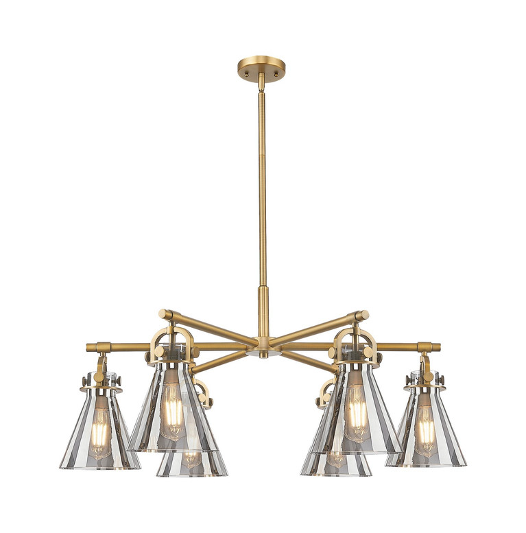 Innovations - 410-6CR-BB-G411-7SM - Six Light Chandelier - Downtown Urban - Brushed Brass
