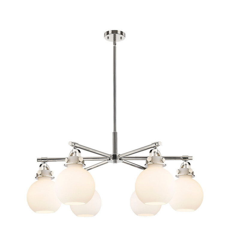 Innovations - 410-6CR-PN-G410-7WH - Six Light Chandelier - Downtown Urban - Polished Nickel