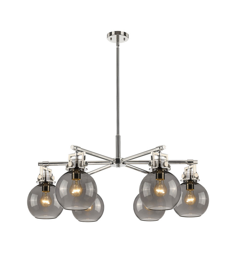 Innovations - 411-6CR-PN-G410-7SM - Six Light Chandelier - Downtown Urban - Polished Nickel