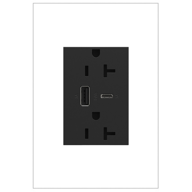 Legrand - ARTRUSB206ACG4 - 20A Tamper-Resistant Ultra-Fast USB Type-A/C Outlet - adorne - Graphite