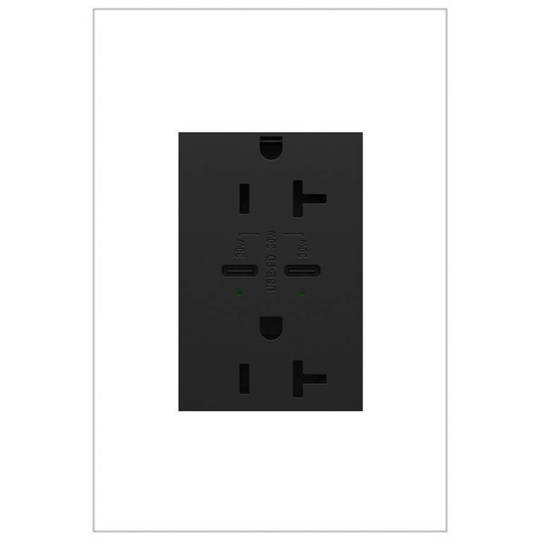 Legrand - ARTRUSB20PD30G4 - 20A Tamper-Resistant Ultra-Fast Plus Power Delivery USB Type-C/C Outlet Plus-Size - adorne - Graphite