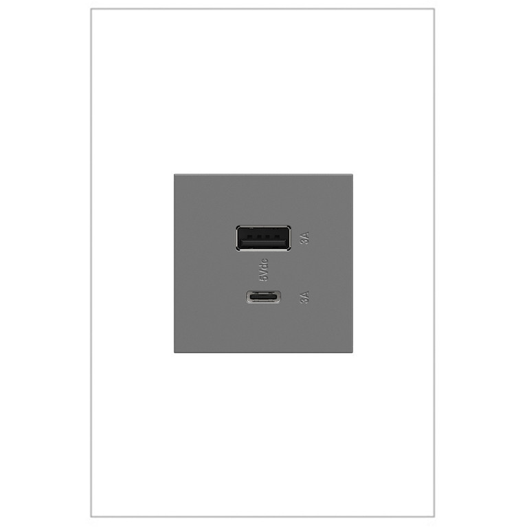 Legrand - ARUSB2AC6M4 - Ultra-Fast USB Type-A/C Outlet Module - adorne - Magnesium