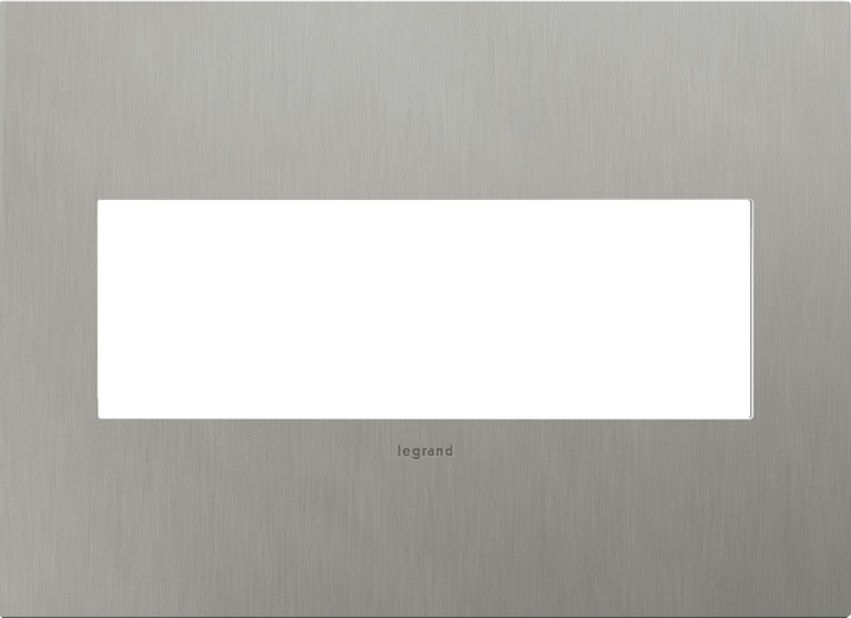 Legrand - AWC3GBS4 - Three-Gang Screwless Wall Plate - adorne - Brushed Stainless Steel