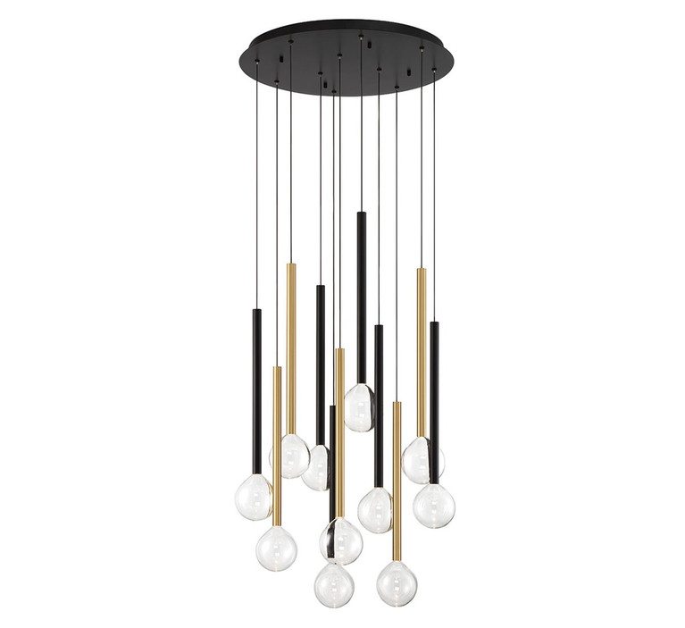 Lib & Co. - 10144-023 - LED Chandelier - Positano - Matte Black and Plated Brushed Gold