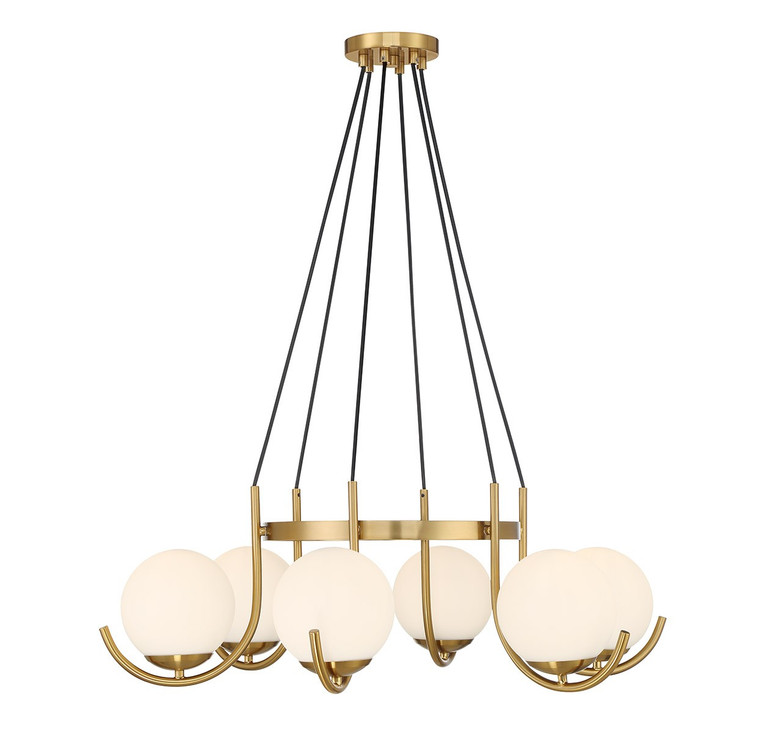 Lighting One E - V6-L1-1345-6-322 - Six Light Chandelier - Abella - Warm Brass