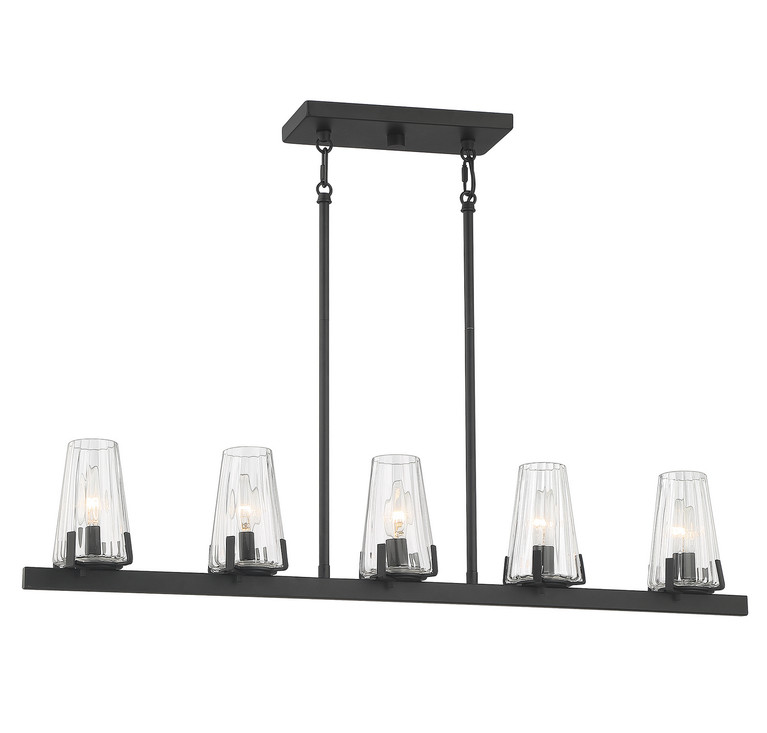 Lighting One E - V6-L1-2321-5-89 - Five Light Linear Chandelier - Dimond - Matte Black