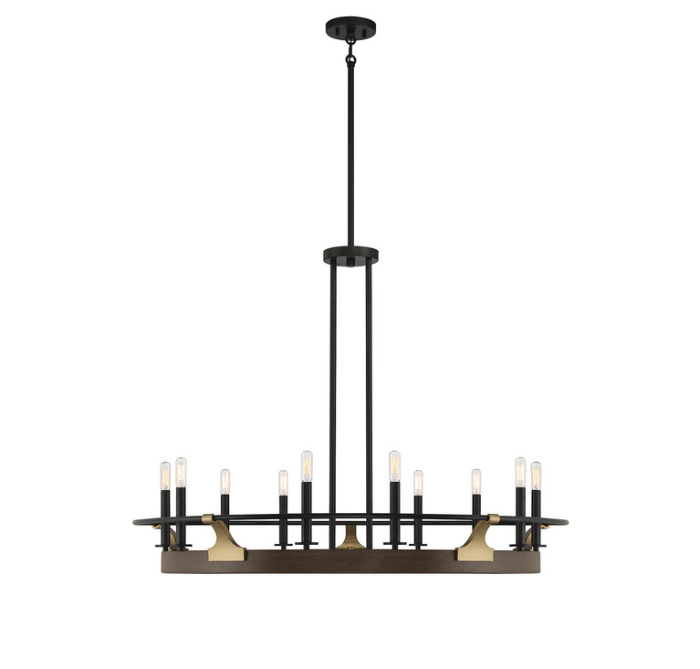 Lighting One E - V6-L1-2932-10-170 - Ten Light Chandelier - Icarus - Burnished Brass W/ Walnut