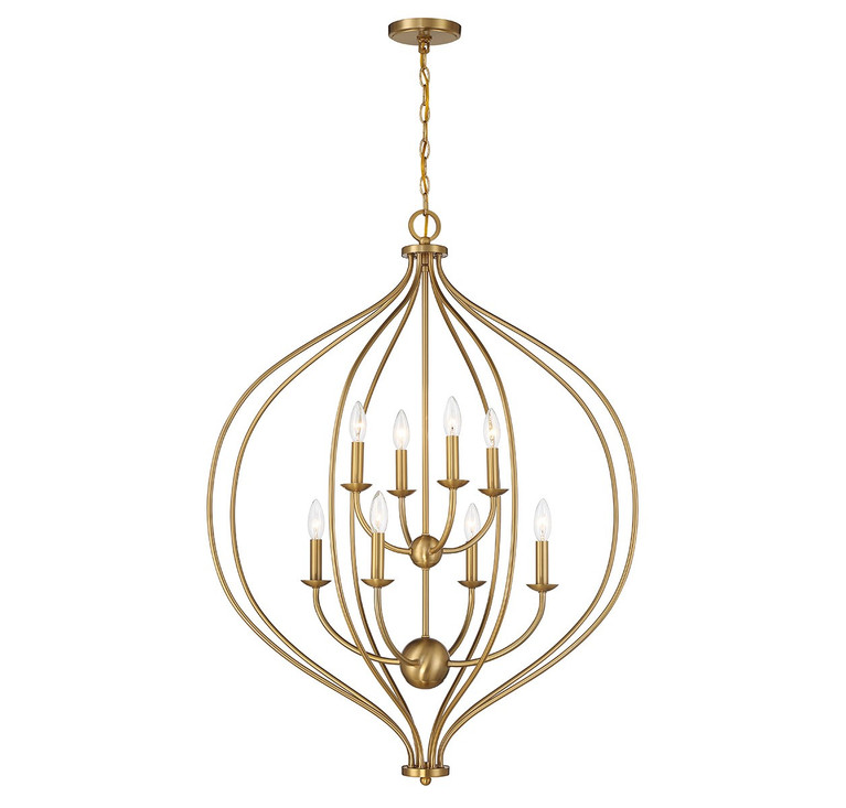 Lighting One E - V6-L7-1299-8-322 - Eight Light Pendant - Orchid - Warm Brass