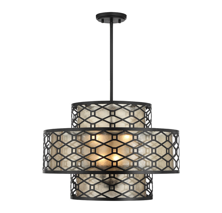 Lighting One E - V6-L7-6103-4-89 - Four Light Pendant - Mannheim - Matte Black