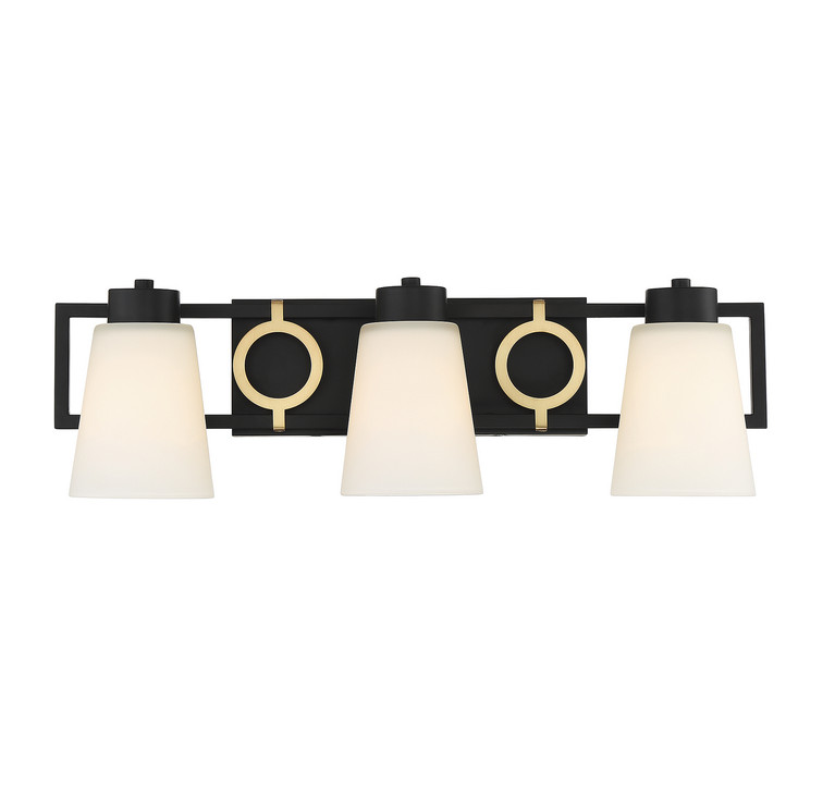 Lighting One E - V6-L8-4450-3-143 - Three Light Bathroom Vanity - Russo - Matte Black w/ Warm Brass