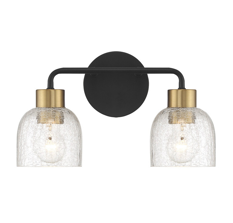 Lighting One E - V6-L8-5900-2-143 - Two Light Bathroom Vanity - Flagler - Matte Black w/ Warm Brass