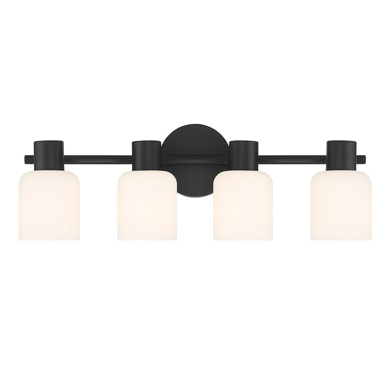 Lighting One E - V6-L8-9022-4-BK - Four Light Bathroom Vanity - Strand - Matte Black
