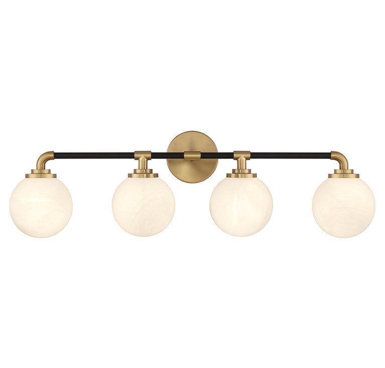 Lighting One E - V6-L8-9604-4-143 - Four Light Bathroom Vanity - Dresden - Matte Black w/ Warm Brass