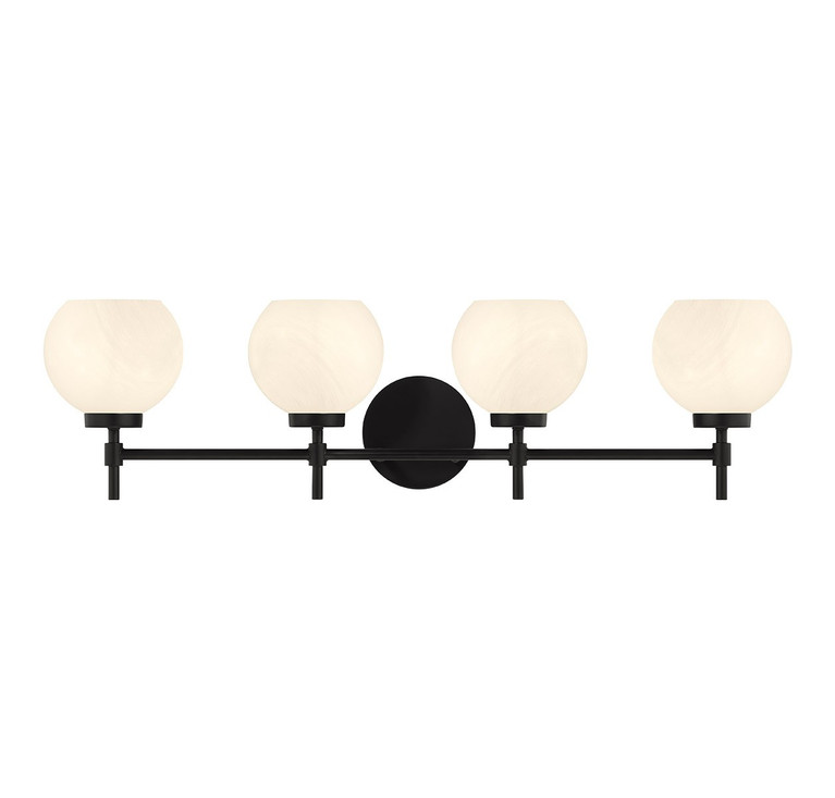 Lighting One E - V6-L8-9621-4-BK - Four Light Bathroom Vanity - Hannah - Matte Black