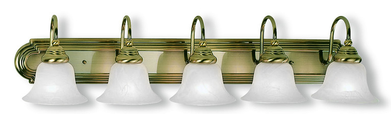 Livex Lighting - 1005-01 - Five Light Bath Vanity - Belmont - Antique Brass
