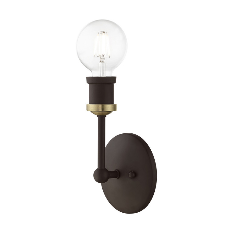 Livex Lighting - 14429-07 - One Light Vanity Sconce - Lansdale - Bronze w/Antique Brass