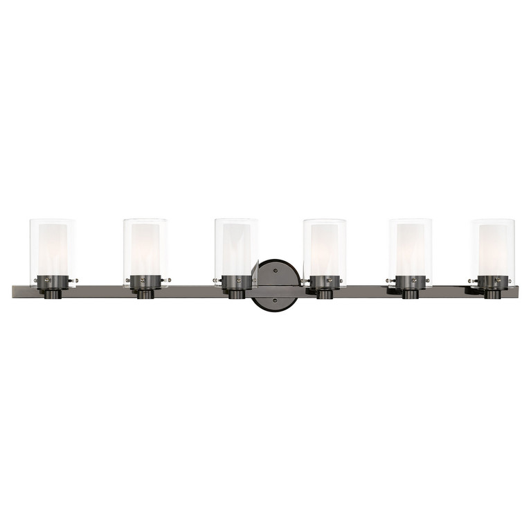 Livex Lighting - 15456-46 - Six Light Vanity - Manhattan - Black Chrome w/ Polished Chromes