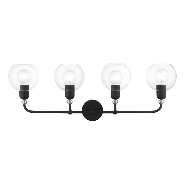 Livex Lighting - 16975-04 - Four Light Vanity Sconce - Downtown - Black w/Brushed Nickel