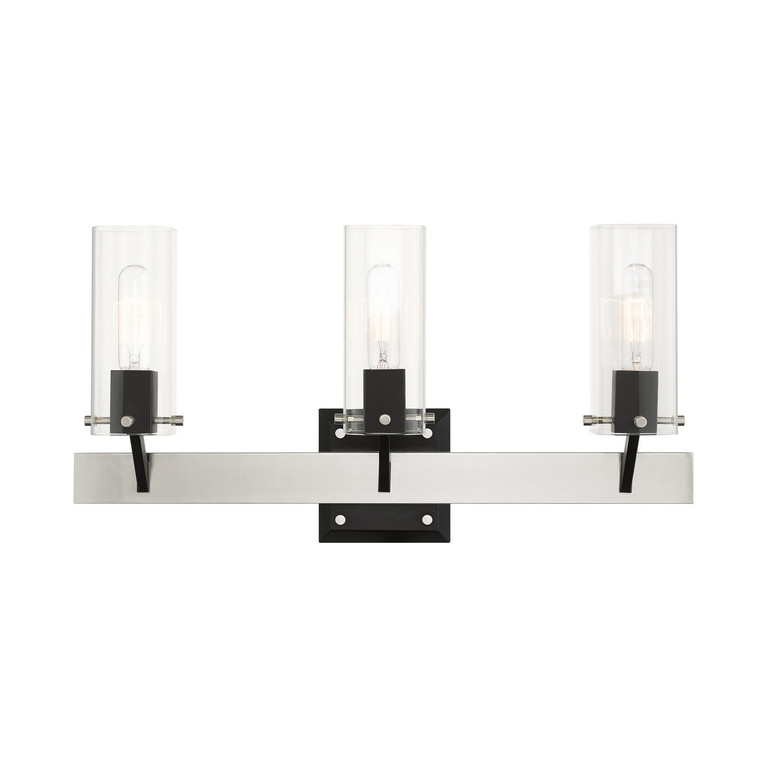 Livex Lighting - 17823-91 - Three Light Vanity - Beckett - Brushed Nickel & Black