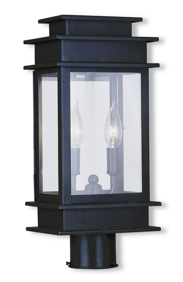 Livex Lighting - 2015-07 - Two Light Outdoor Post Lantern - Princeton - Bronze w/ Polished Chrome Stainless Steel