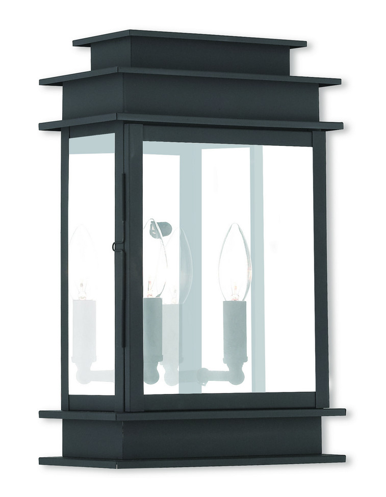 Livex Lighting - 2016-04 - Two Light Outdoor Wall Lantern - Princeton - Black w/ Polished Chrome Stainless Steel