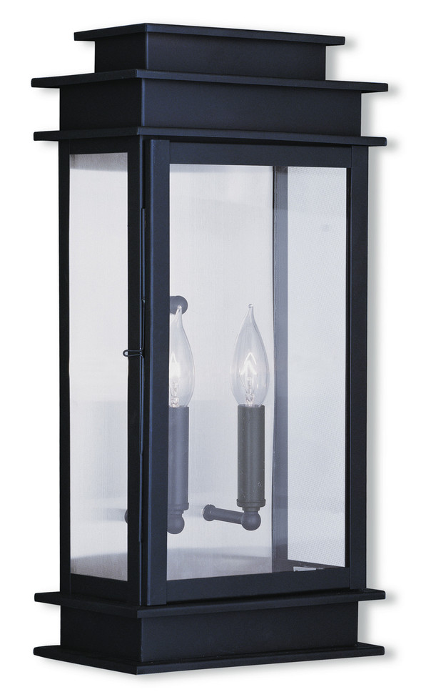 Livex Lighting - 2018-07 - Two Light Outdoor Wall Lantern - Princeton - Bronze w/ Polished Chrome Stainless Steel