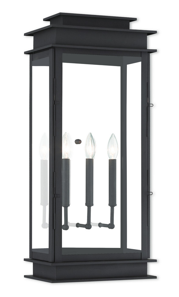 Livex Lighting - 20208-07 - Three Light Outdoor Wall Lantern - Princeton - Bronze w/ Polished Chrome Stainless Steel