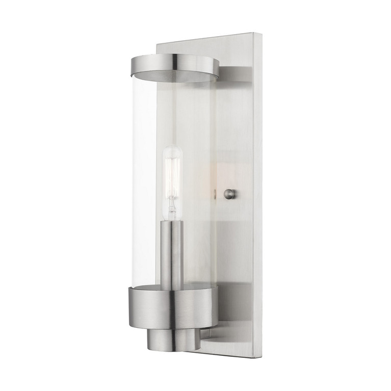 Livex Lighting - 20721-91 - One Light Outdoor Wall Lantern - Hillcrest - Brushed Nickel