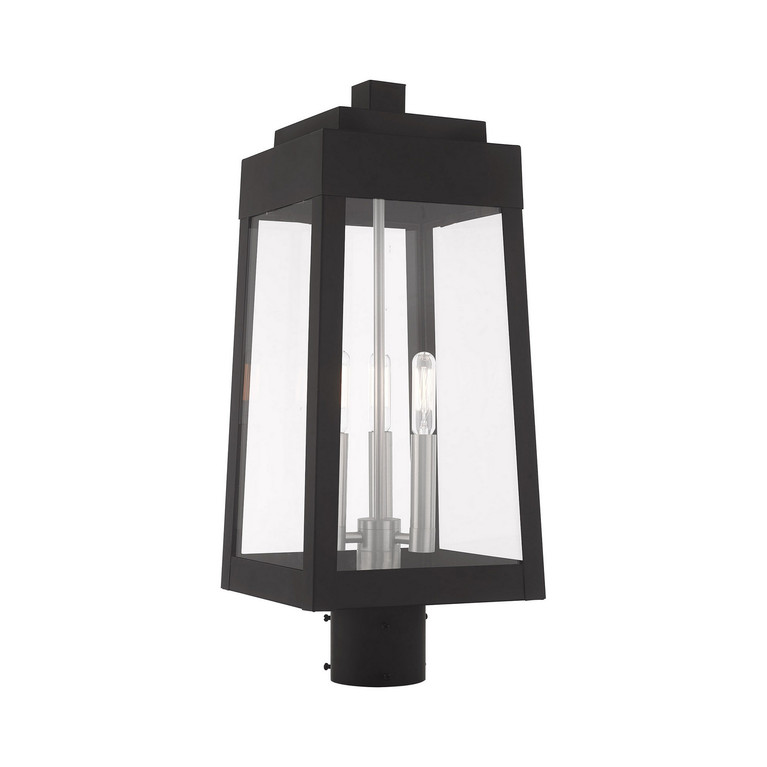 Livex Lighting - 20856-04 - Three Light Post-Top Lanterm - Oslo - Black w/ Brushed Nickels