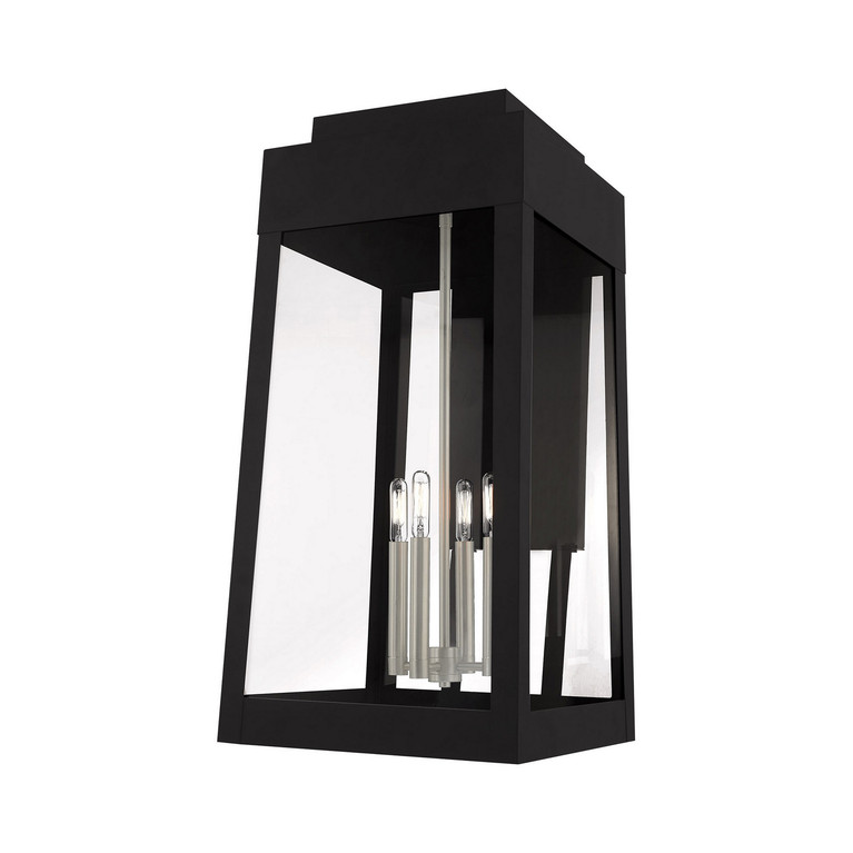 Livex Lighting - 20861-04 - Four Light Outdoor Wall Lantern - Oslo - Black w/ Brushed Nickels