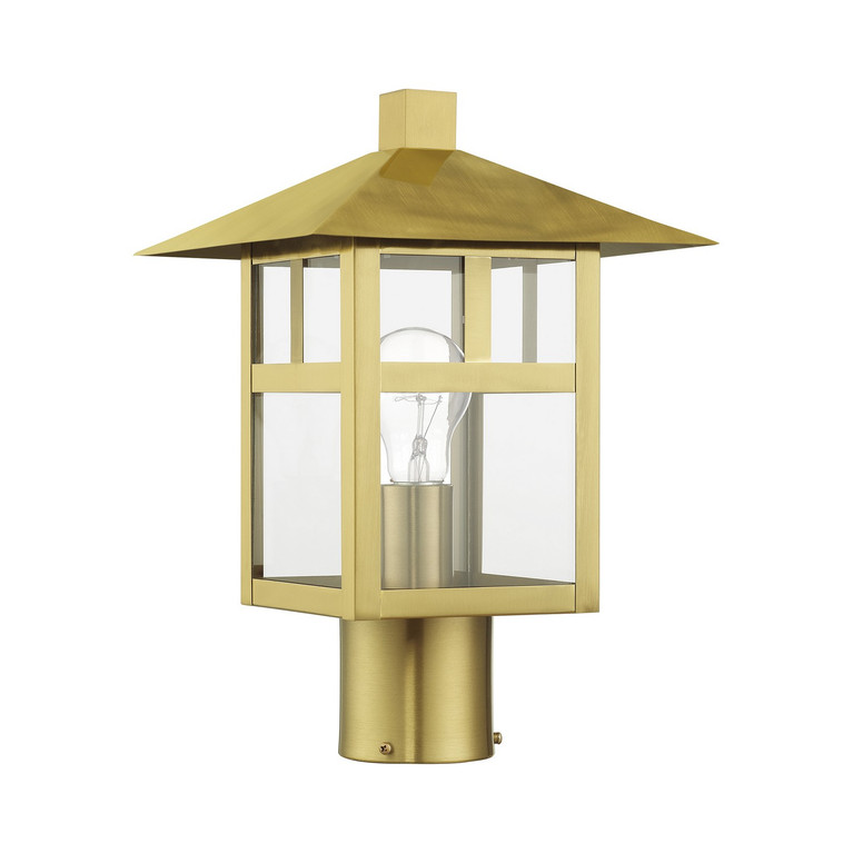 Livex Lighting - 21325-32 - One Light Outdoor Post Top Lantern - Crestlake - Satin Gold