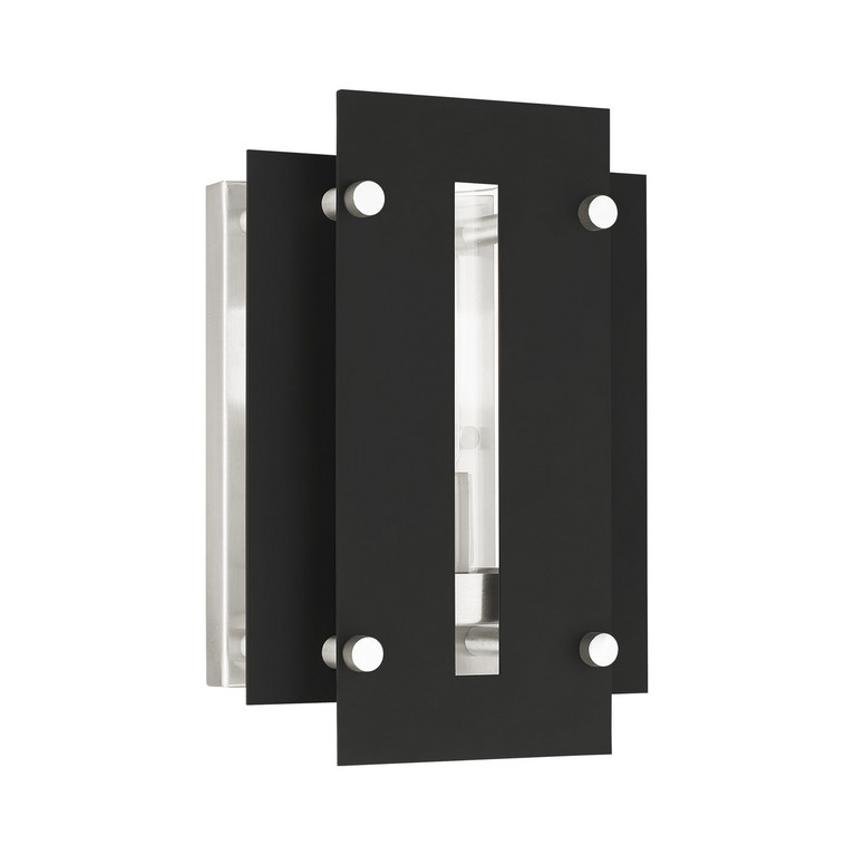 Livex Lighting - 21771-04 - One Light Outdoor Wall Lantern - Utrecht - Black w/ Brushed Nickels