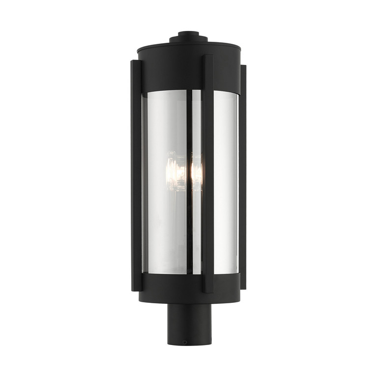 Livex Lighting - 22387-04 - Three Light Outdoor Post Top Lantern - Sheridan - Black w/ Brushed Nickels
