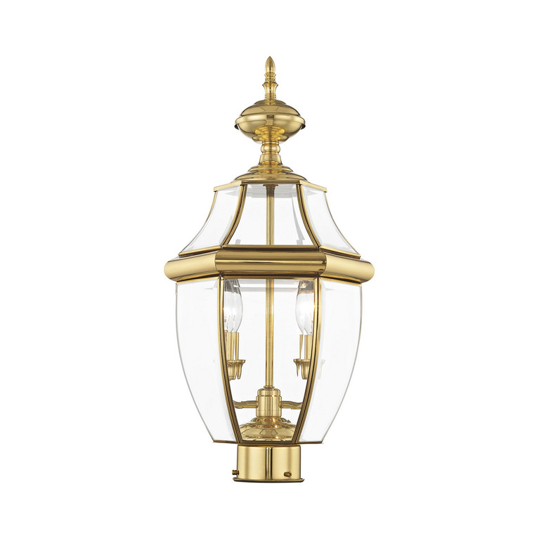 Livex Lighting - 2254-02 - Two Light Outdoor Post Lantern - Monterey - Polished Brass