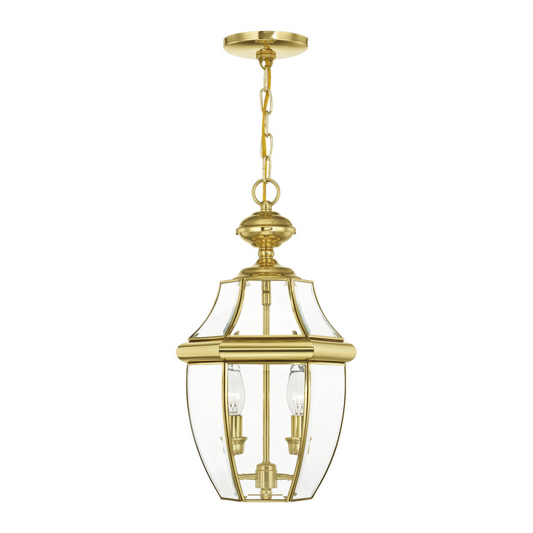 Livex Lighting - 2255-02 - Two Light Outdoor Pendant - Monterey - Polished Brass