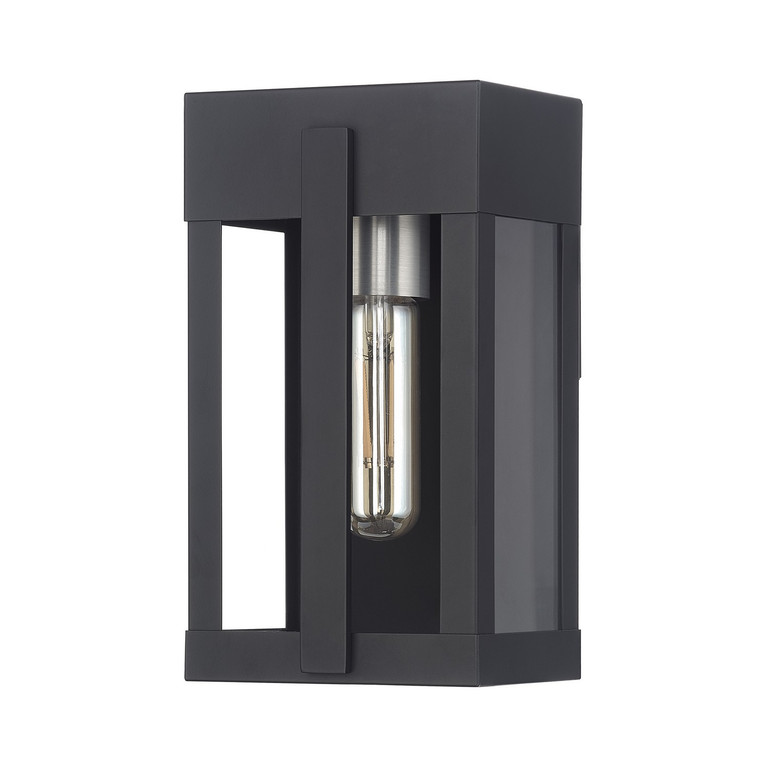 Livex Lighting - 28961-04 - One Light Outdoor Wall Lantern - Berksford - Black with Brushed Nickel