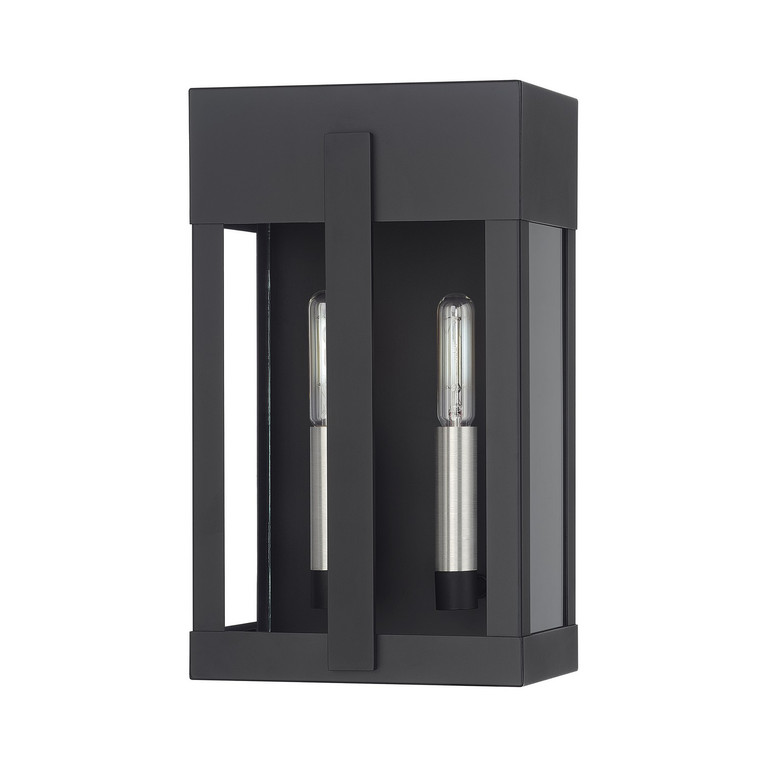 Livex Lighting - 28962-04 - Two Light Outdoor Wall Lantern - Berksford - Black with Brushed Nickel