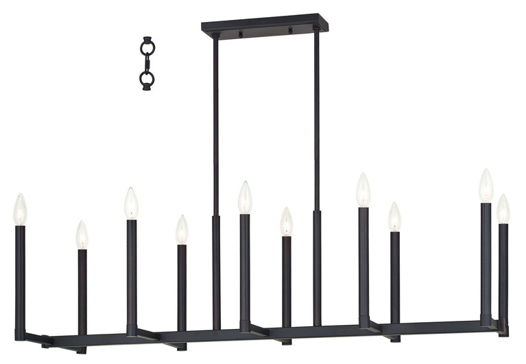 Livex Lighting - 40259-07 - Ten Light Linear Chandelier - Alpine - Bronze