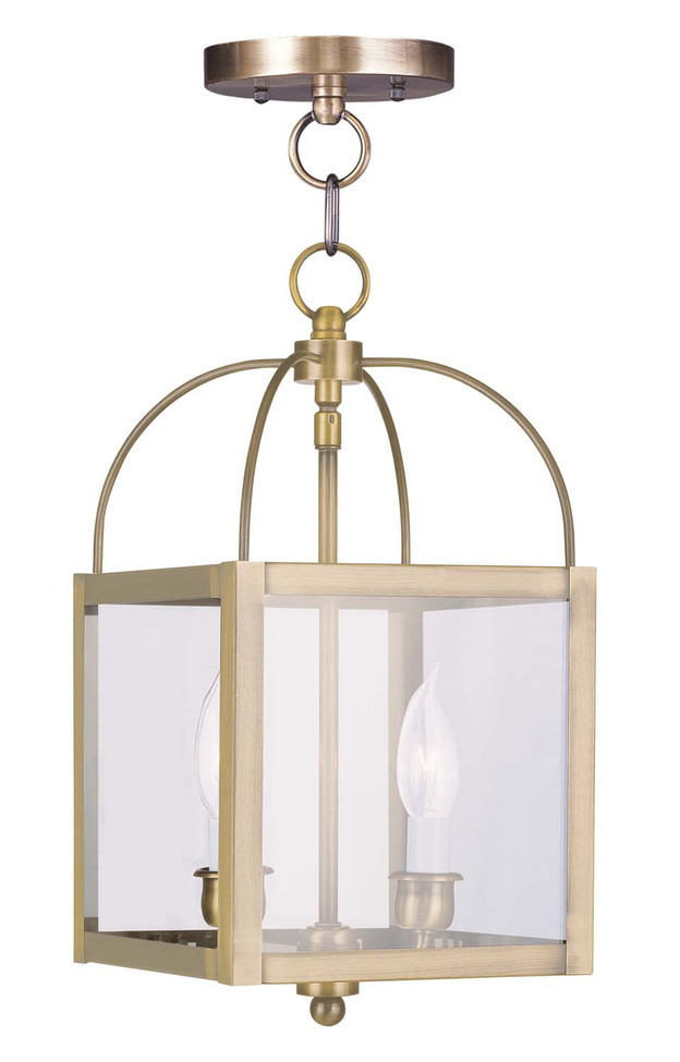 Livex Lighting - 4041-01 - Two Light Mini Pendant/Ceiling Mount - Milford - Antique Brass