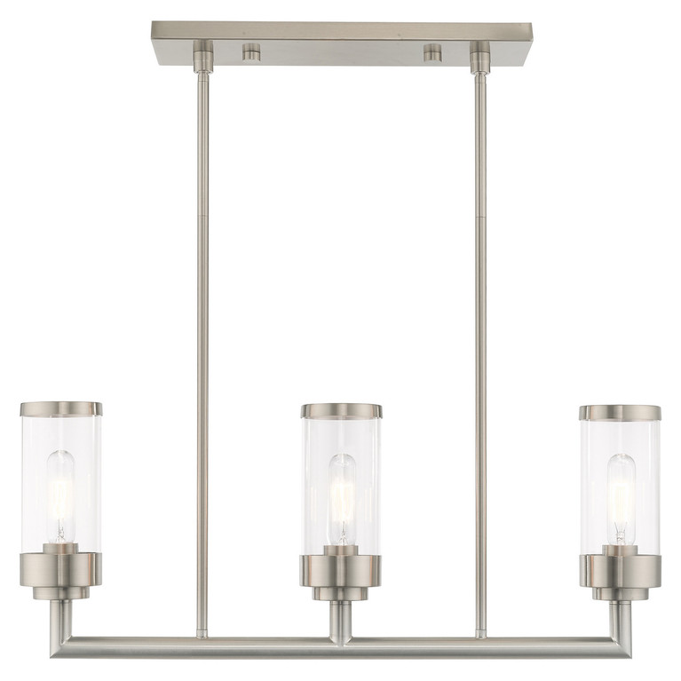 Livex Lighting - 40473-91 - Three Light Linear Chandelier - Hillcrest - Brushed Nickel