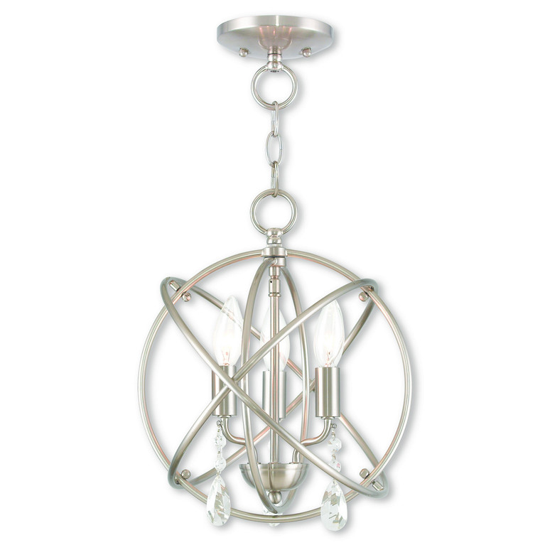 Livex Lighting - 40903-91 - Three Light Mini Chandelier/Ceiling Mount - Aria - Brushed Nickel