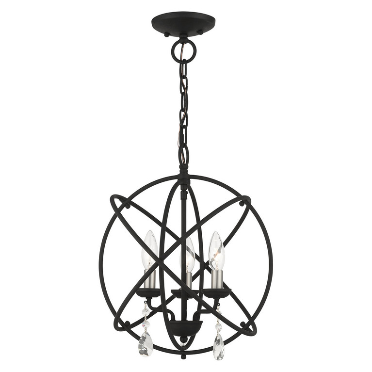 Livex Lighting - 40904-04 - Three Light Convertible Chandelier / Semi Flush - Aria - Black w/ Satin Nickels