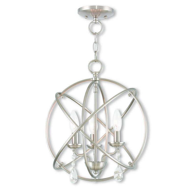 Livex Lighting - 40904-91 - Three Light Mini Chandelier/Ceiling Mount - Aria - Brushed Nickel