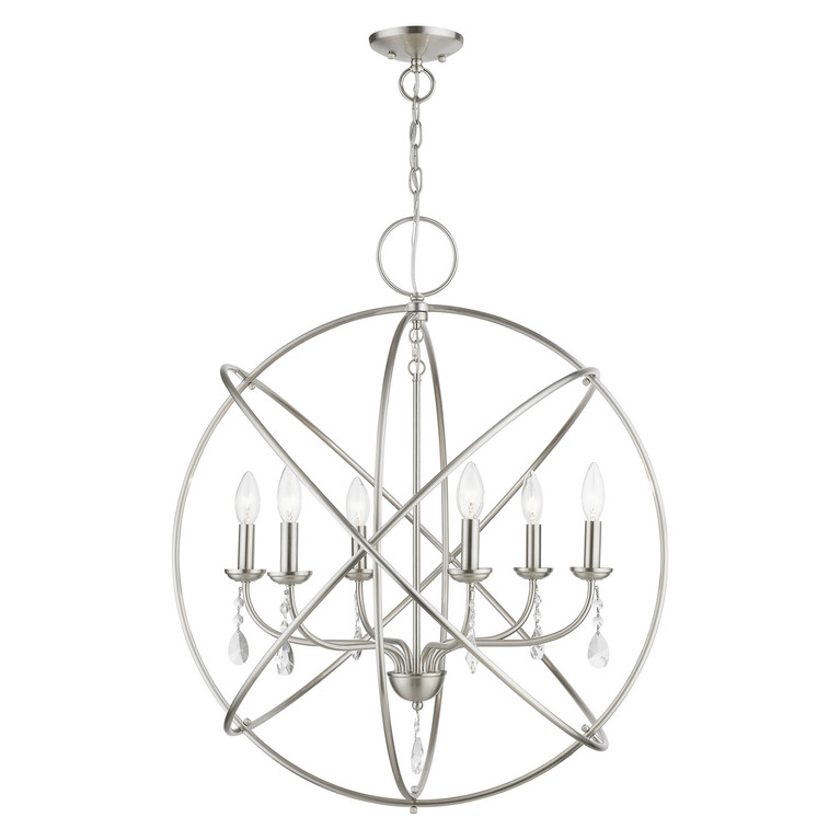 Livex Lighting - 40906-91 - Six Light Chandelier - Aria - Brushed Nickel