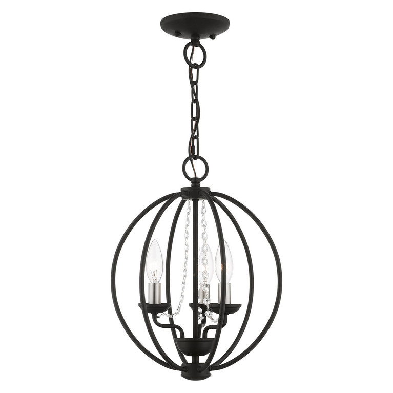 Livex Lighting - 40913-04 - Three Light Convertible Mini Chandelier/ Semi-Flush - Arabella - Black w/Brushed Nickel Finish Candles