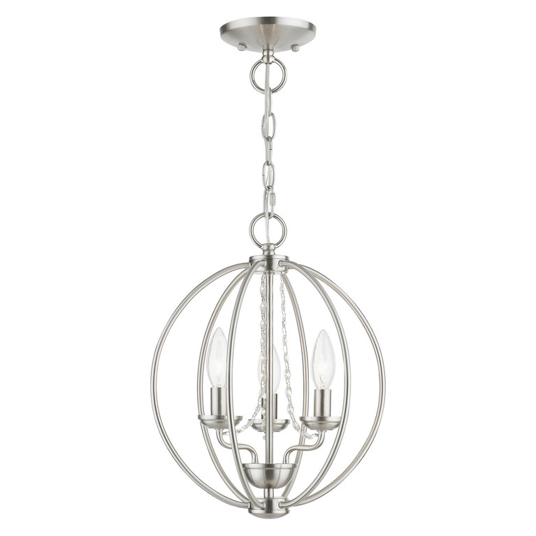 Livex Lighting - 40913-91 - Three Light Convertible Mini Chandelier/ Semi-Flush - Arabella - Brushed Nickel