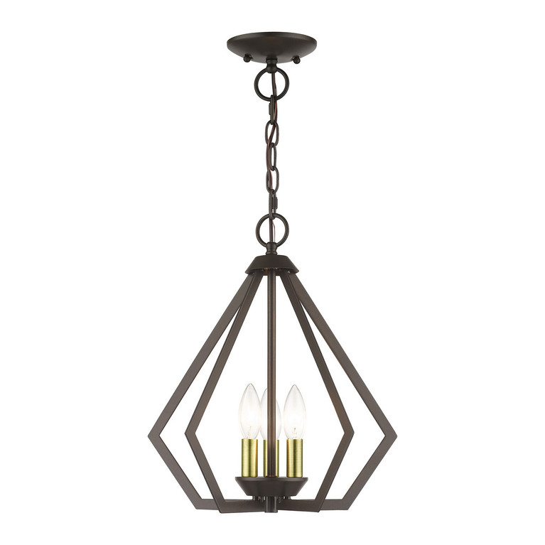 Livex Lighting - 40923-92 - Three Light Semi-Flush / Pendant - Prism - English Bronze with Antique Brass