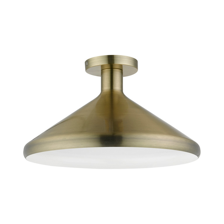 Livex Lighting - 40950-01 - One Light Semi-Flush Mount - Geneva - Antique Brass